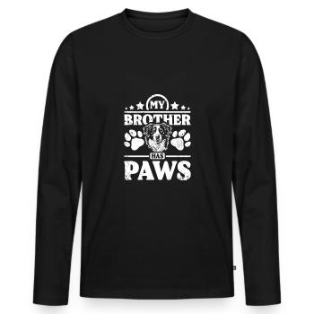 Mon frère a des pattes border collie - T-shirt manches longues Premium bio Homme - noir - Devant - Nico (187cm)