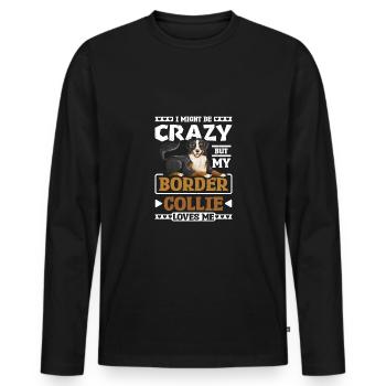 Je suis peut-être folle mais mon border collie m’aime - T-shirt manches longues Premium bio Homme - noir - Devant - Nico (187cm)