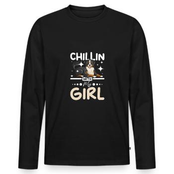 Chillin avec ma fille border collie - T-shirt manches longues Premium bio Homme - noir - Devant - Nico (187cm)