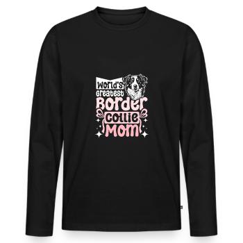 Fête des mères La plus grande maman border collie du monde - T-shirt manches longues Premium bio Homme - noir - Devant - Nico (187cm)