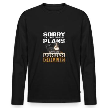 Je ne peux pas avoir de projets avec mon border collie - T-shirt manches longues Premium bio Homme - noir - Devant - Nico (187cm)