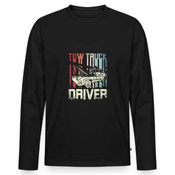 Cool Retro Vintage Tow truck Driver - T-shirt manches longues Premium bio Homme - noir - Devant - Nico (187cm)