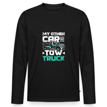 Mon autre voiture est une dépanneuse - T-shirt manches longues Premium bio Homme - noir - Devant - Nico (187cm)