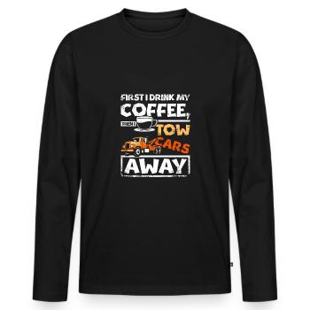 Voiture de remorquage de café loin conducteur de dépanneuse - T-shirt manches longues Premium bio Homme - noir - Devant - Nico (187cm)