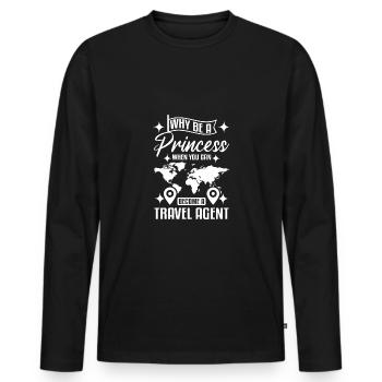 Girl prinzess devient agent de voyage - T-shirt manches longues Premium bio Homme - noir - Devant - Nico (187cm)