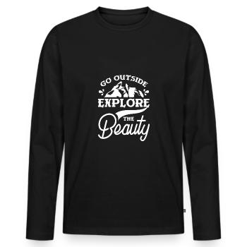 Go outside explore the beauty travel - Männer Premium Bio Langarmshirt - Schwarz - Vorne - Nico (187cm)