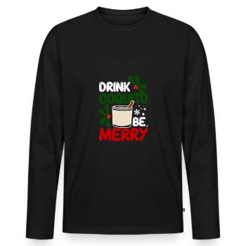 Puerto Rico Christmas Drink coquito be berry - Men's Premium Organic Long Sleeve Shirt - black - Front - Nico (187cm)