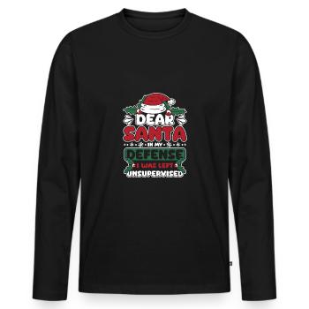 Cher père Noël pour ma défense, j’ai été laissé sans surveillance - T-shirt manches longues Premium bio Homme - noir - Devant - Nico (187cm)