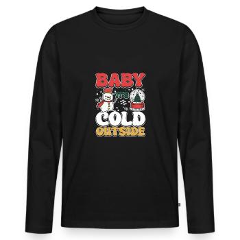 Groovy christmas baby it's cold outside - Männer Premium Bio Langarmshirt - Schwarz - Vorne - Nico (187cm)