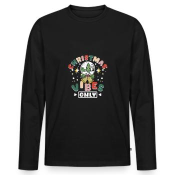 Groovy christmas vibes only - Men's Premium Organic Long Sleeve Shirt - black - Front - Nico (187cm)