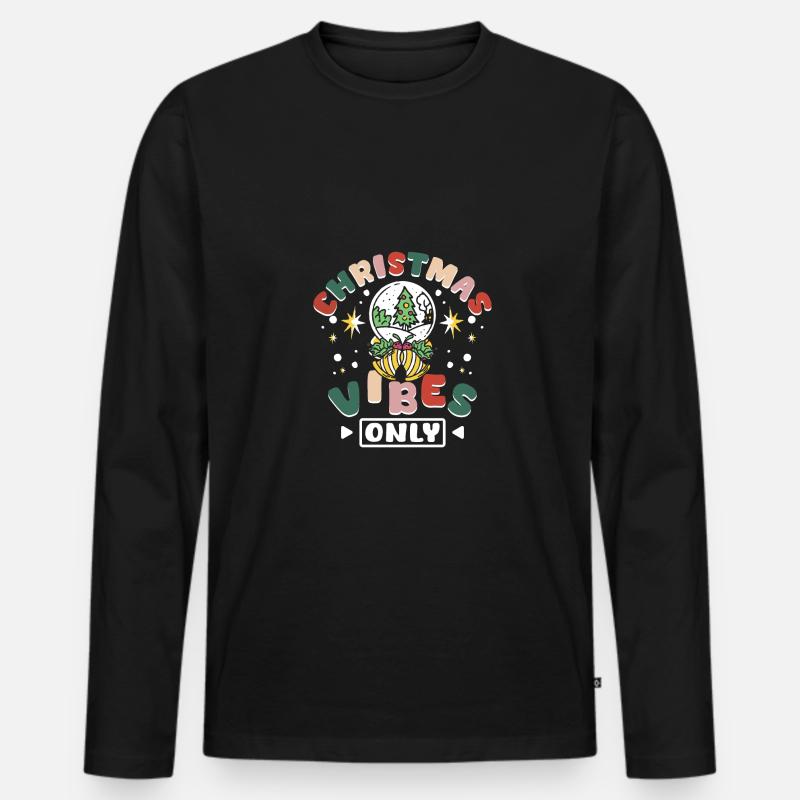 Groovy christmas vibes only - Männer Premium Bio Langarmshirt - Schwarz
