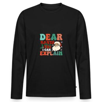 Groovy Noël cher père Noël je peux expliquer - T-shirt manches longues Premium bio Homme - noir - Devant - Nico (187cm)