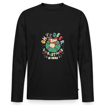 Groovy oh deer christmas est là - T-shirt manches longues Premium bio Homme - noir - Devant - Nico (187cm)