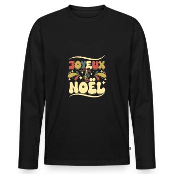 Vintage French Christmas joyeux noël - Männer Premium Bio Langarmshirt - Schwarz - Vorne - Nico (187cm)