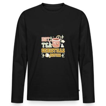 Hot tea and christmas movies - Men's Premium Organic Long Sleeve Shirt - black - Front - Nico (187cm)