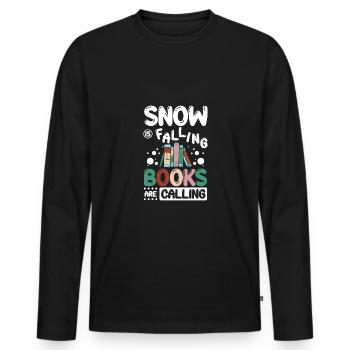 Snow is falling books are calling - Männer Premium Bio Langarmshirt - Schwarz - Vorne - Nico (187cm)