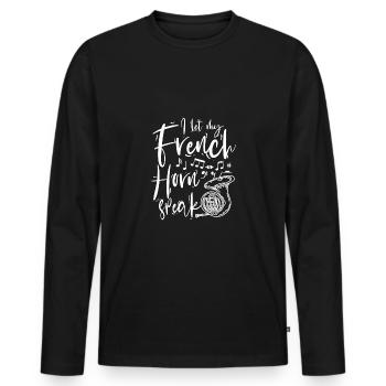 Joueur de cor Je laisse parler mon cor français - T-shirt manches longues Premium bio Homme - noir - Devant - Nico (187cm)