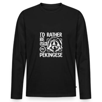 Rateher be with my pekingese dog - Men's Premium Organic Long Sleeve Shirt - black - Front - Nico (187cm)