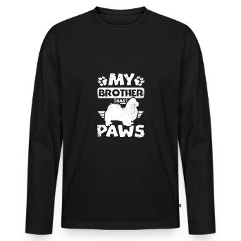 My brother has paws pekingese - Men's Premium Organic Long Sleeve Shirt - black - Front - Nico (187cm)