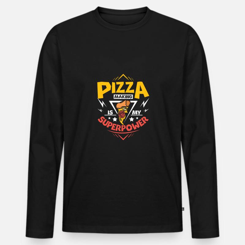 Pizza making is my superpower - Männer Premium Bio Langarmshirt - Schwarz