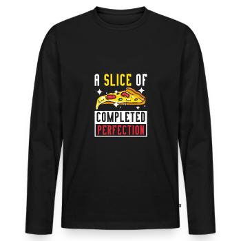 La pizza, une part de perfection - T-shirt manches longues Premium bio Homme - noir - Devant - Nico (187cm)