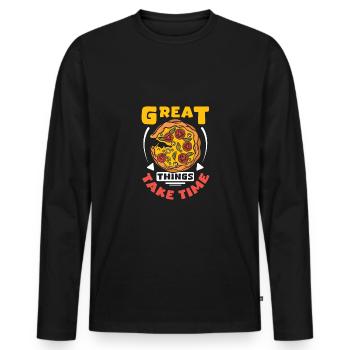 Great things take time pizza making - Men's Premium Organic Long Sleeve Shirt - black - Front - Nico (187cm)