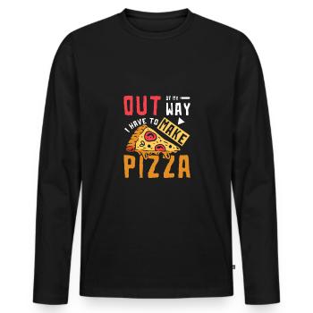 Out of my way I have to make pizza - Männer Premium Bio Langarmshirt - Schwarz - Vorne - Nico (187cm)