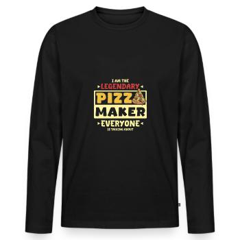 I am the legendary pizza maker - Männer Premium Bio Langarmshirt - Schwarz - Vorne - Nico (187cm)