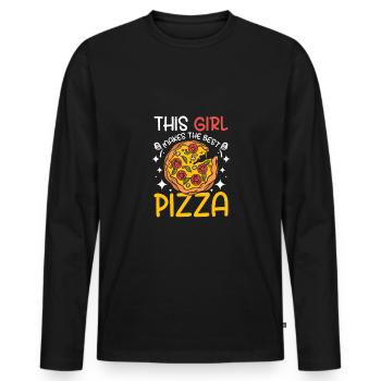 This girl makes the best pizza - Men's Premium Organic Long Sleeve Shirt - black - Front - Nico (187cm)
