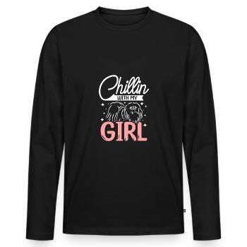 Chillin with my pekingese girl - Men's Premium Organic Long Sleeve Shirt - black - Front - Nico (187cm)