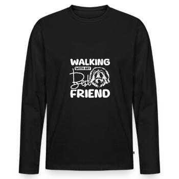Walking with my best friend pekingese - Men's Premium Organic Long Sleeve Shirt - black - Front - Nico (187cm)