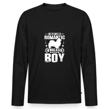 I enjoy long romantic walks with my pekingese boy - Männer Premium Bio Langarmshirt - Schwarz - Vorne - Nico (187cm)