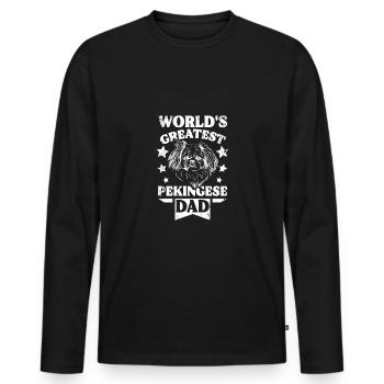 Fathers day Worlds greatest pekingese dad - Men's Premium Organic Long Sleeve Shirt - black - Front - Nico (187cm)