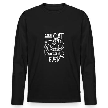 Cat mom and cat dad, best cat parents ever - Männer Premium Bio Langarmshirt - Schwarz - Vorne - Nico (187cm)