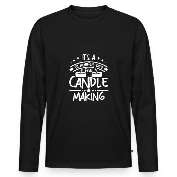 It's a beautiful day for candle making - Men's Premium Organic Long Sleeve Shirt - black - Front - Nico (187cm)