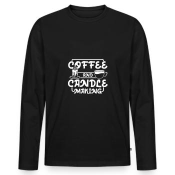 Fabrication de café et de bougies - T-shirt manches longues Premium bio Homme - noir - Devant - Nico (187cm)