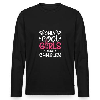 Only cool girls make candles - Men's Premium Organic Long Sleeve Shirt - black - Front - Nico (187cm)