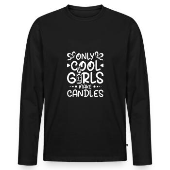 Only cool girls make candles - Männer Premium Bio Langarmshirt - Schwarz - Vorne - Nico (187cm)