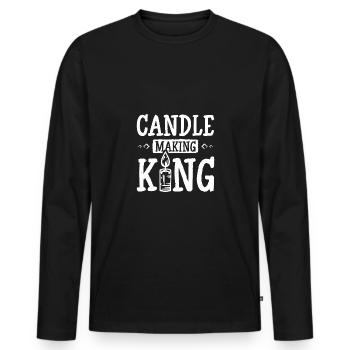Roi de la fabrication de bougies - T-shirt manches longues Premium bio Homme - noir - Devant - Nico (187cm)