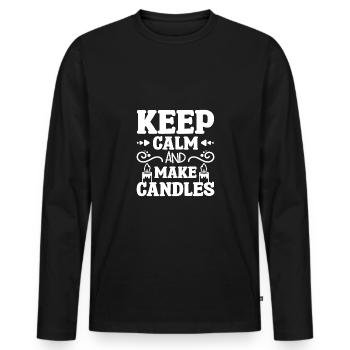 Keep calm and make candles - Men's Premium Organic Long Sleeve Shirt - black - Front - Nico (187cm)