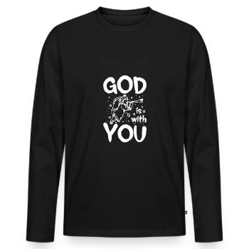 God is with you - Männer Premium Bio Langarmshirt - Schwarz - Vorne - Nico (187cm)