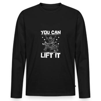 Funny Jesus bodybuilding Bench press, you can lift - Männer Premium Bio Langarmshirt - Schwarz - Vorne - Nico (187cm)
