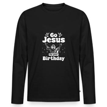 Christmas go jesus its your birthday - Männer Premium Bio Langarmshirt - Schwarz - Vorne - Nico (187cm)