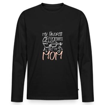 Mothers day, My favorite cello player calls me mom - Men's Premium Organic Long Sleeve Shirt - black - Front - Nico (187cm)
