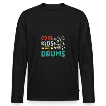 For children, cool kids play drums - Men's Premium Organic Long Sleeve Shirt - black - Front - Nico (187cm)