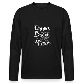 Drums are the bacon of music - Men's Premium Organic Long Sleeve Shirt - black - Front - Nico (187cm)