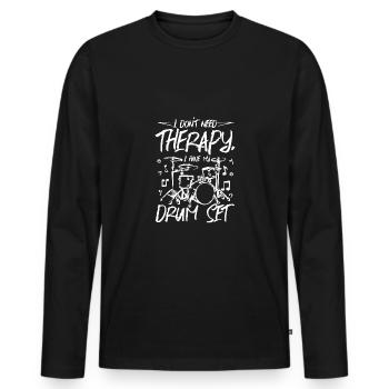 Je n’ai pas besoin de thérapie, j’ai ma batterie - T-shirt manches longues Premium bio Homme - noir - Devant - Nico (187cm)