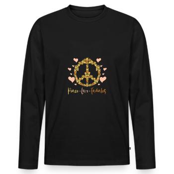 Paix, amour, tamales - T-shirt manches longues Premium bio Homme - noir - Devant - Nico (187cm)
