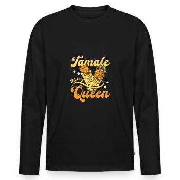 Tamale fait la reine - T-shirt manches longues Premium bio Homme - noir - Devant - Nico (187cm)