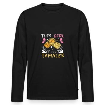 Cette fille fait les meilleurs tamales - T-shirt manches longues Premium bio Homme - noir - Devant - Nico (187cm)